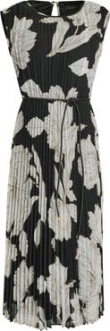 Donna Karan New York Belted Pleated Midi Dress