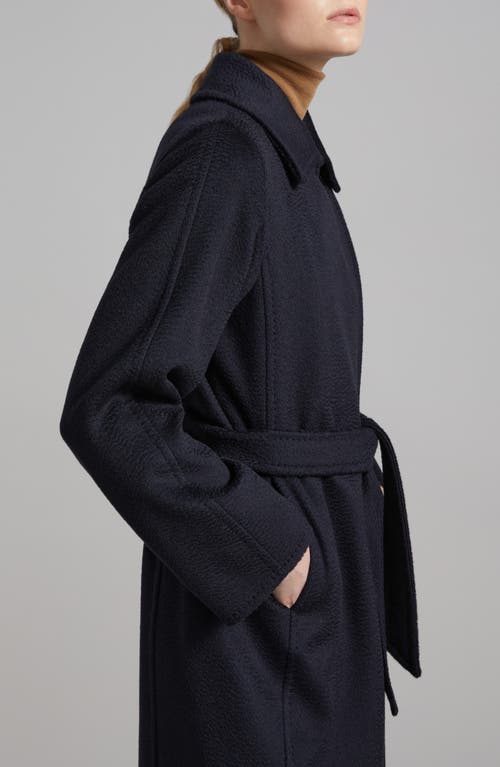 Max Mara Manuela Camel Hair Wrap Coat In Blue