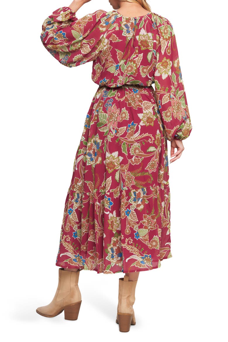 Print Long Sleeve Maxi Dress, Alternate, color, MERLOT