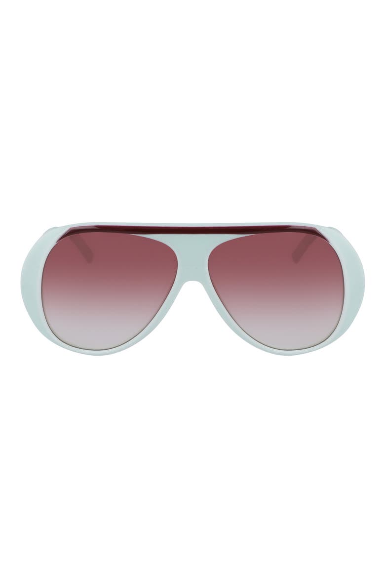 Stripe 59mm Aviator Shield Sunglasses, Main, color, AQUA