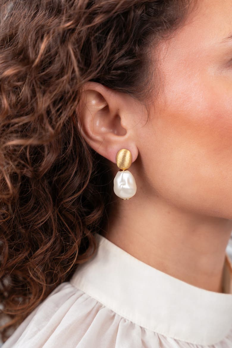 Resin Irregular Stone Earrings in Pearl White, Alternate, color, Pearl White