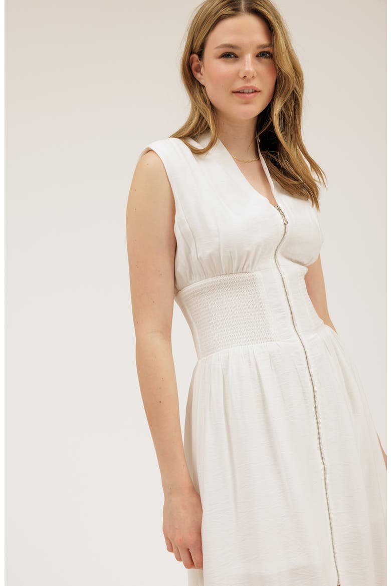 Front Zip Midi Dress, Alternate, color, WHITE