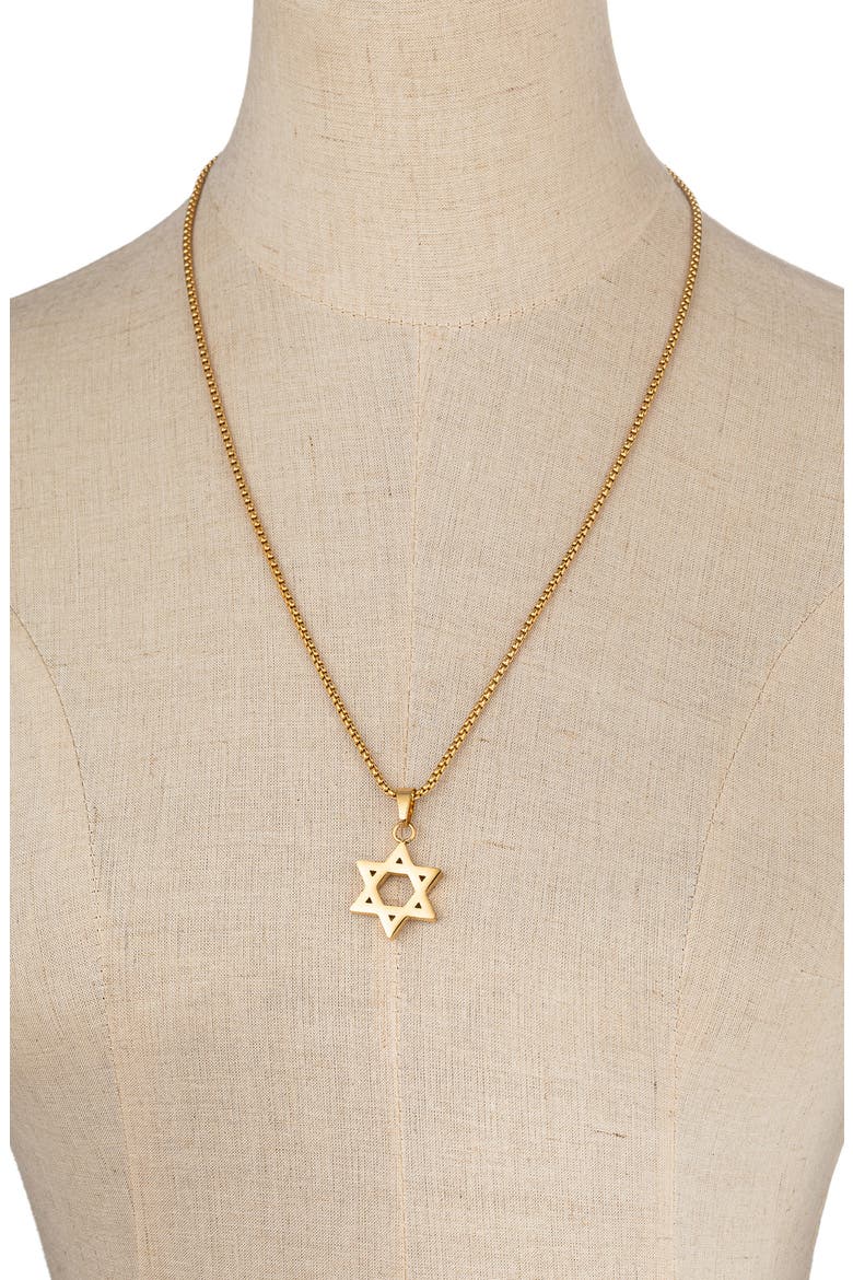 Men's Star of David Titanium Pendant Necklace, Alternate, color, GOLD