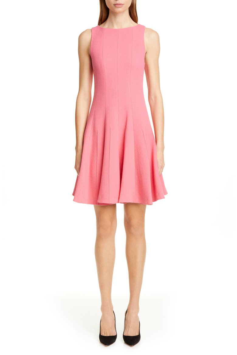 Wool Crepe Fit & Flare Dress, Main, color, STRAWBERRY