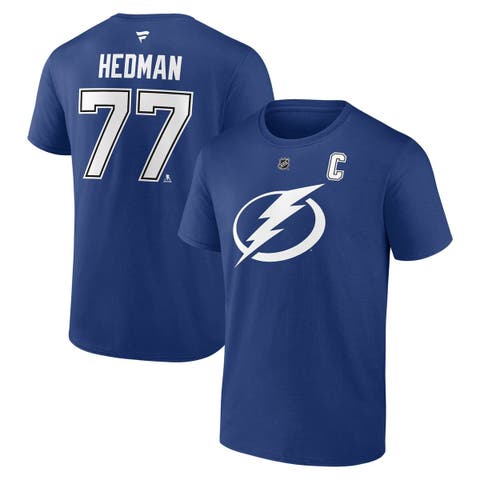 Men's Fanatics Victor Hedman Blue Tampa Bay Lightning Authentic Stack Name & Number T-Shirt