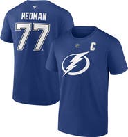 FANATICS Men's Fanatics Victor Hedman Blue Tampa Bay Lightning Authentic Stack Name & Number T-Shirt