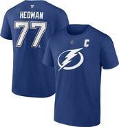 FANATICS Men's Fanatics Victor Hedman Blue Tampa Bay Lightning Authentic Stack Name & Number T-Shirt