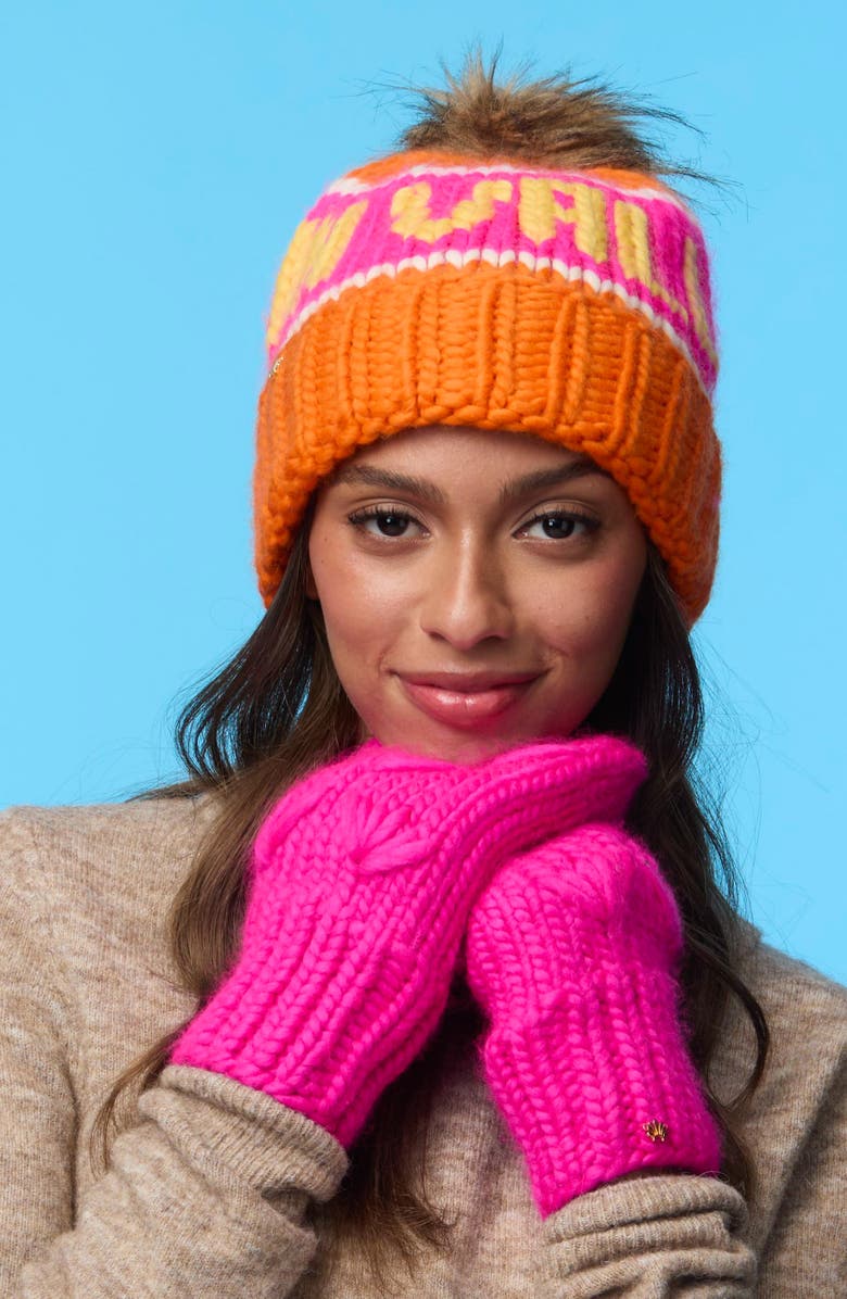 Lele Sadoughi Ski Town Motley Mittens, Alternate, color, Hot Pink