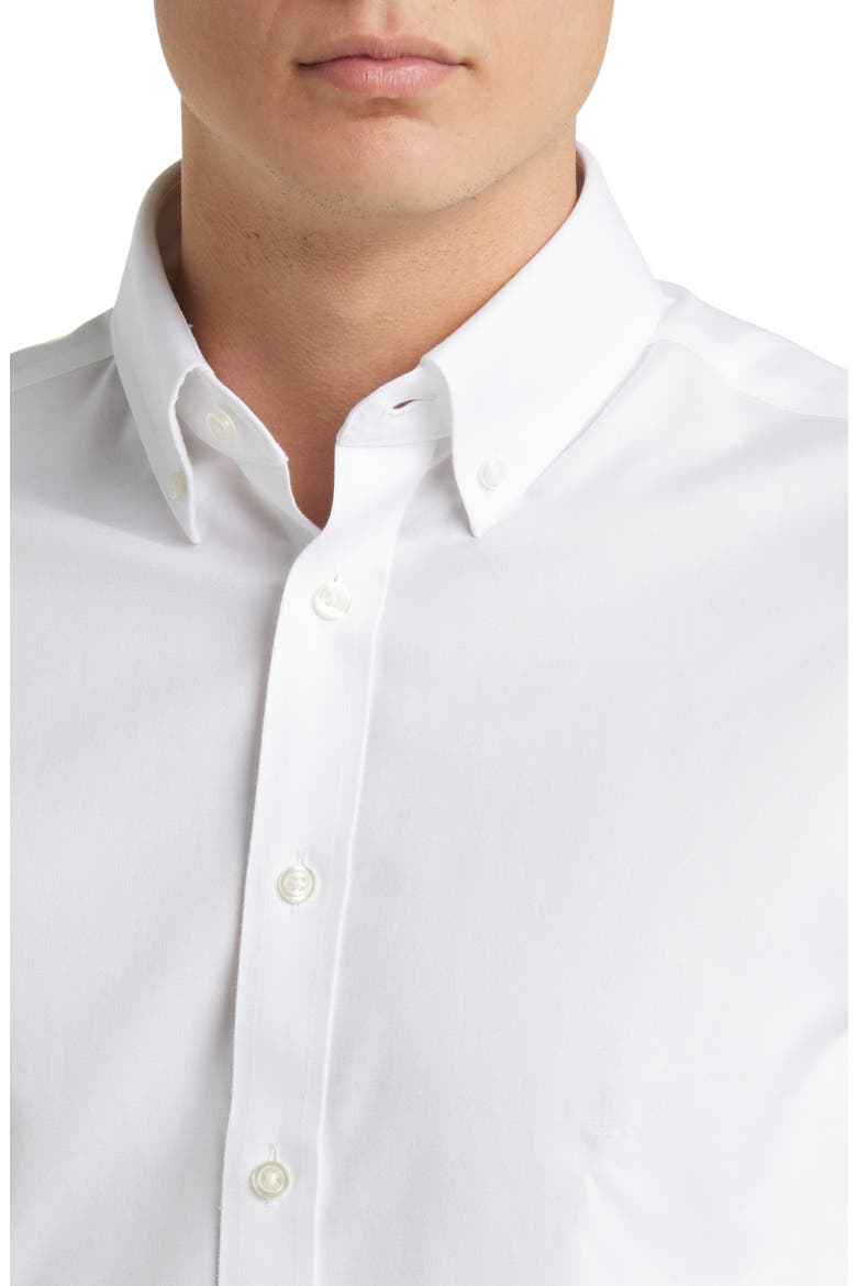 Slim Fit Non-Iron Solid Twill Button-Down Dress Shirt, Alternate, color, WHITE
