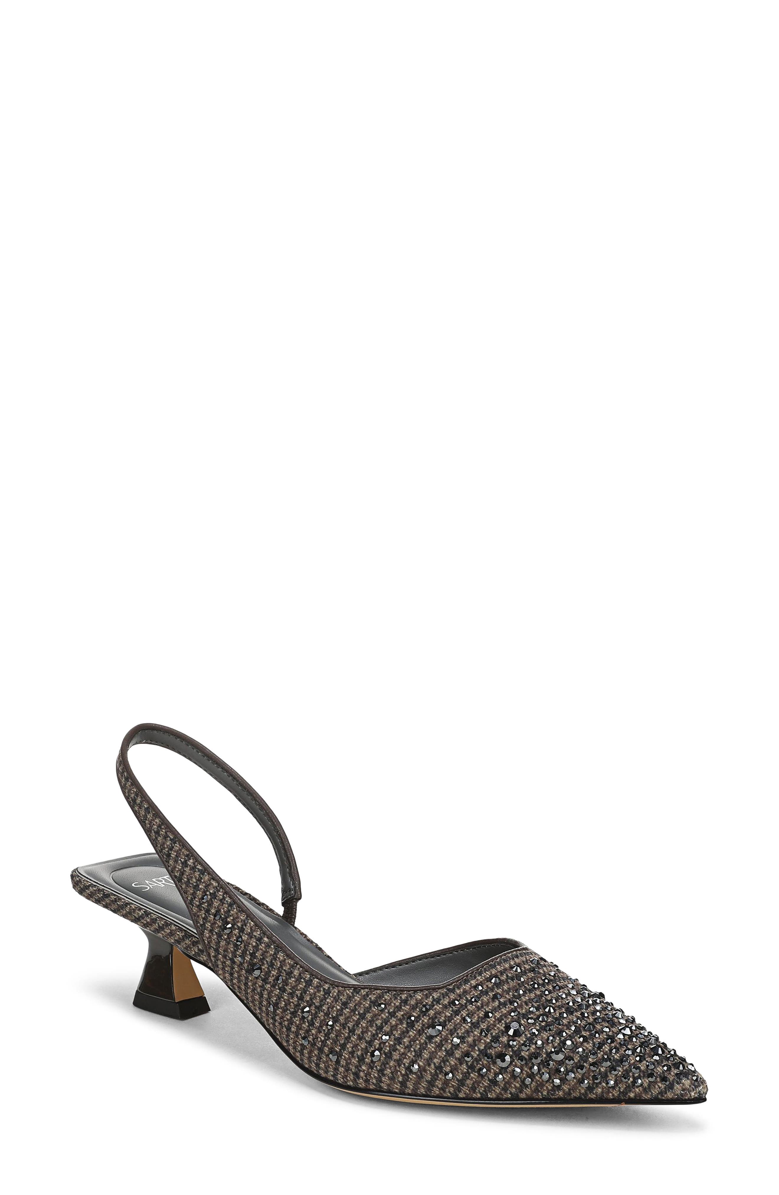 Devin Pointed Toe Slingback Pump, Main, color, BROWN FABRIC