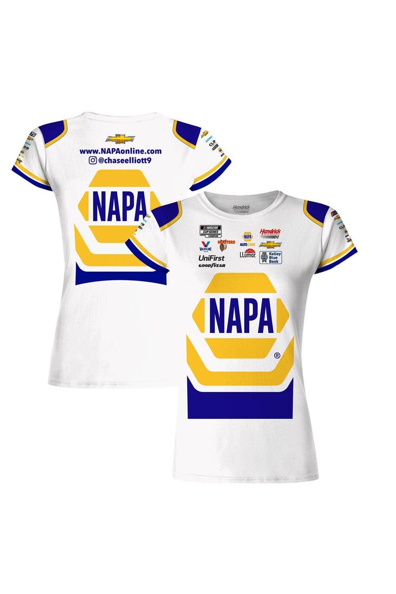 Women's Hendrick Motorsports Team Collection White Chase Elliott NAPA Sublimated Team Uniform T-Shirt, Main, color, White