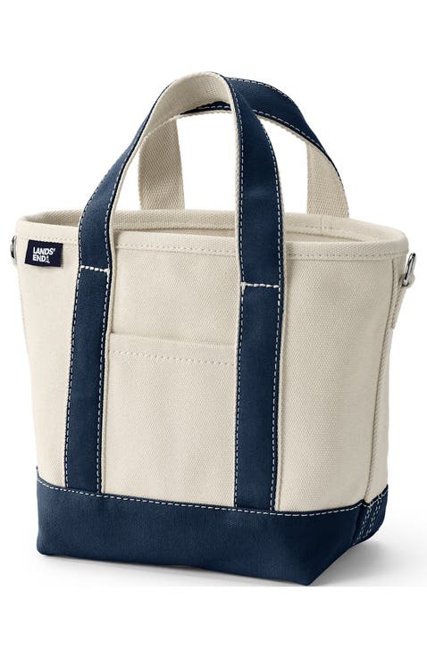 Lands’ End Canvas Open Top Tote Bag  Regular & Long Handle Carry All - Stylish  for Work  Travel  Beach  Errands  Great Gift