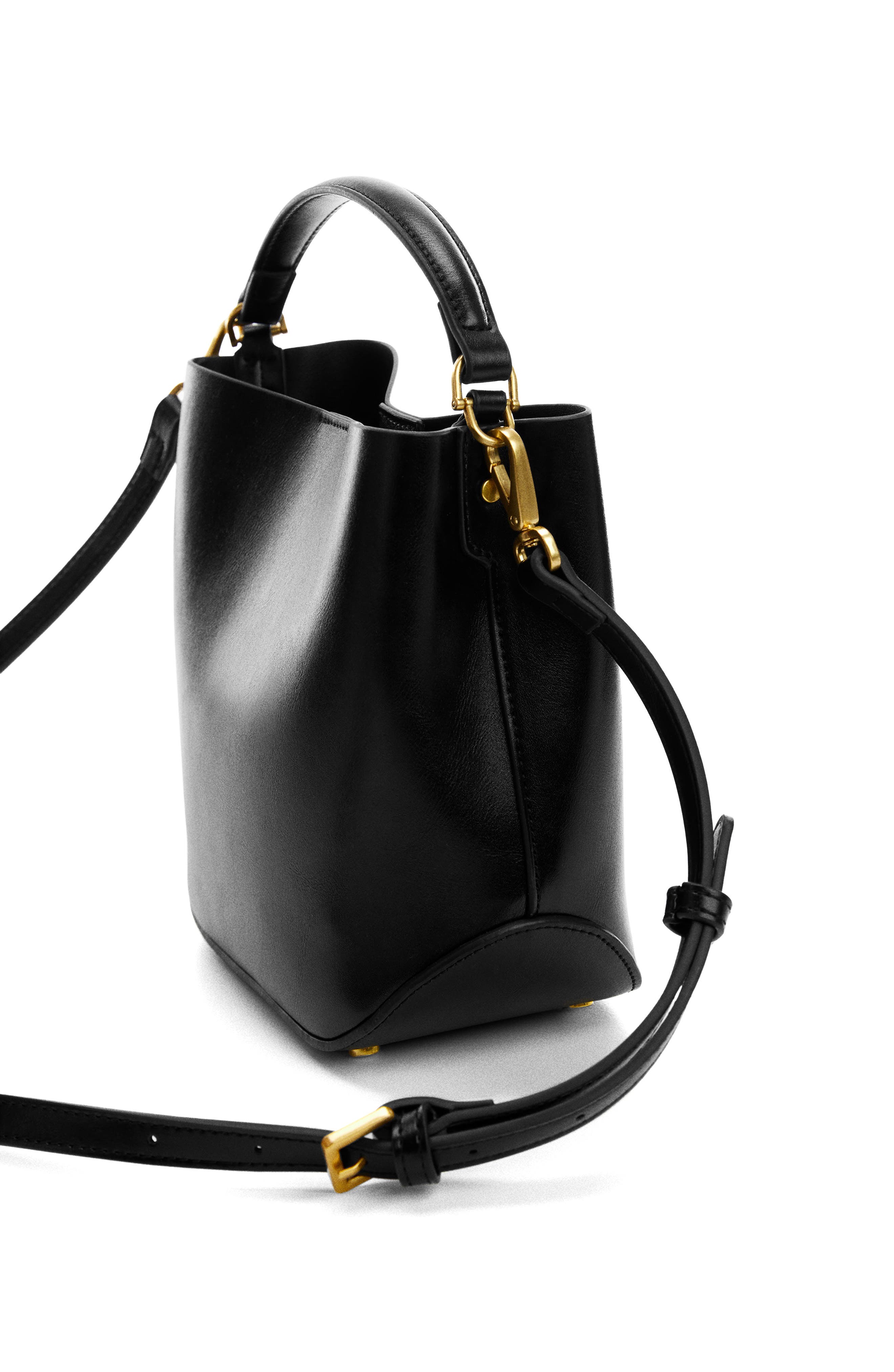 Padlock Faux Leather Mini Shopper Bag, Alternate, color, BLACK