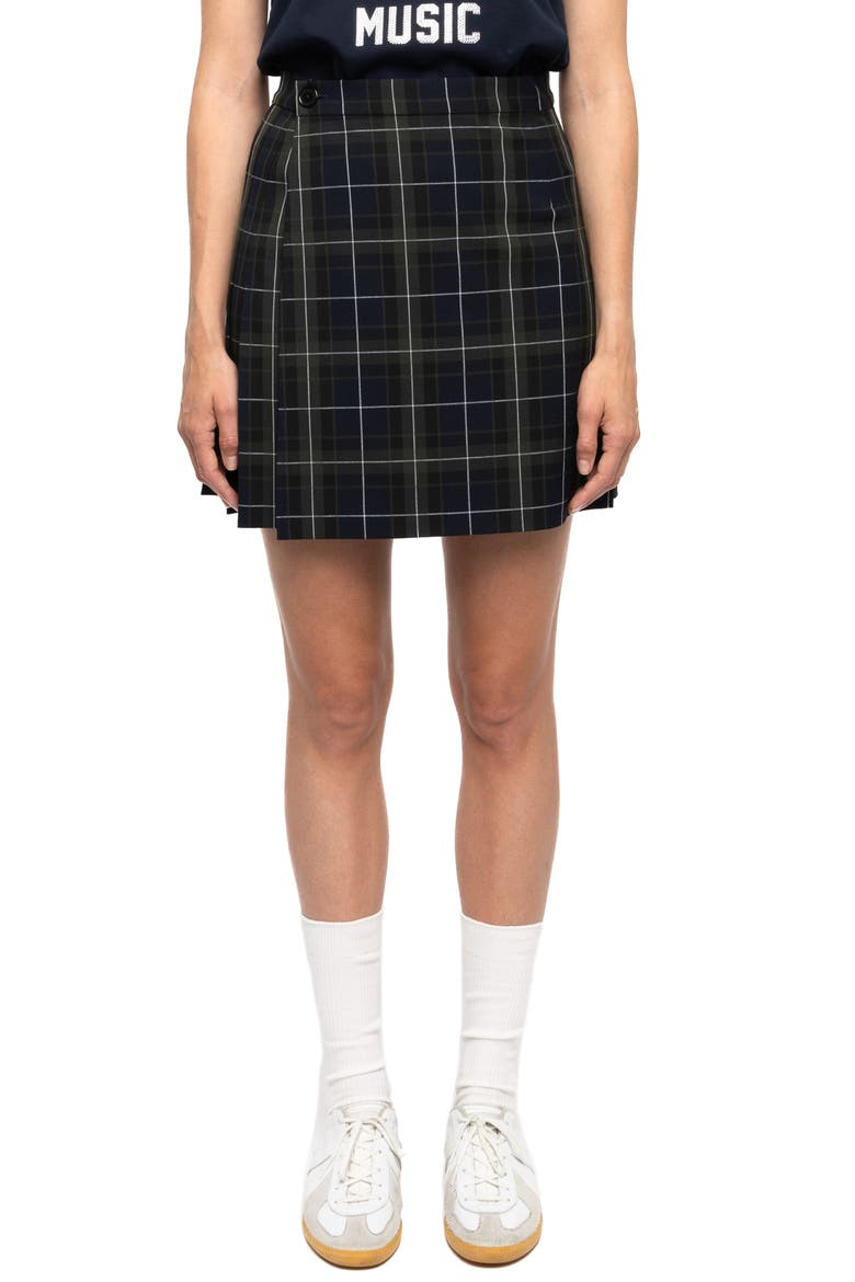 Jumi Tartan Pleated Miniskirt, Main, color, ENCRE