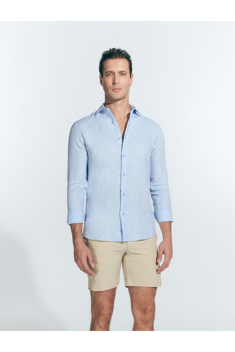 James Linen Slim-Fit Shirt, Alternate, color, Blue