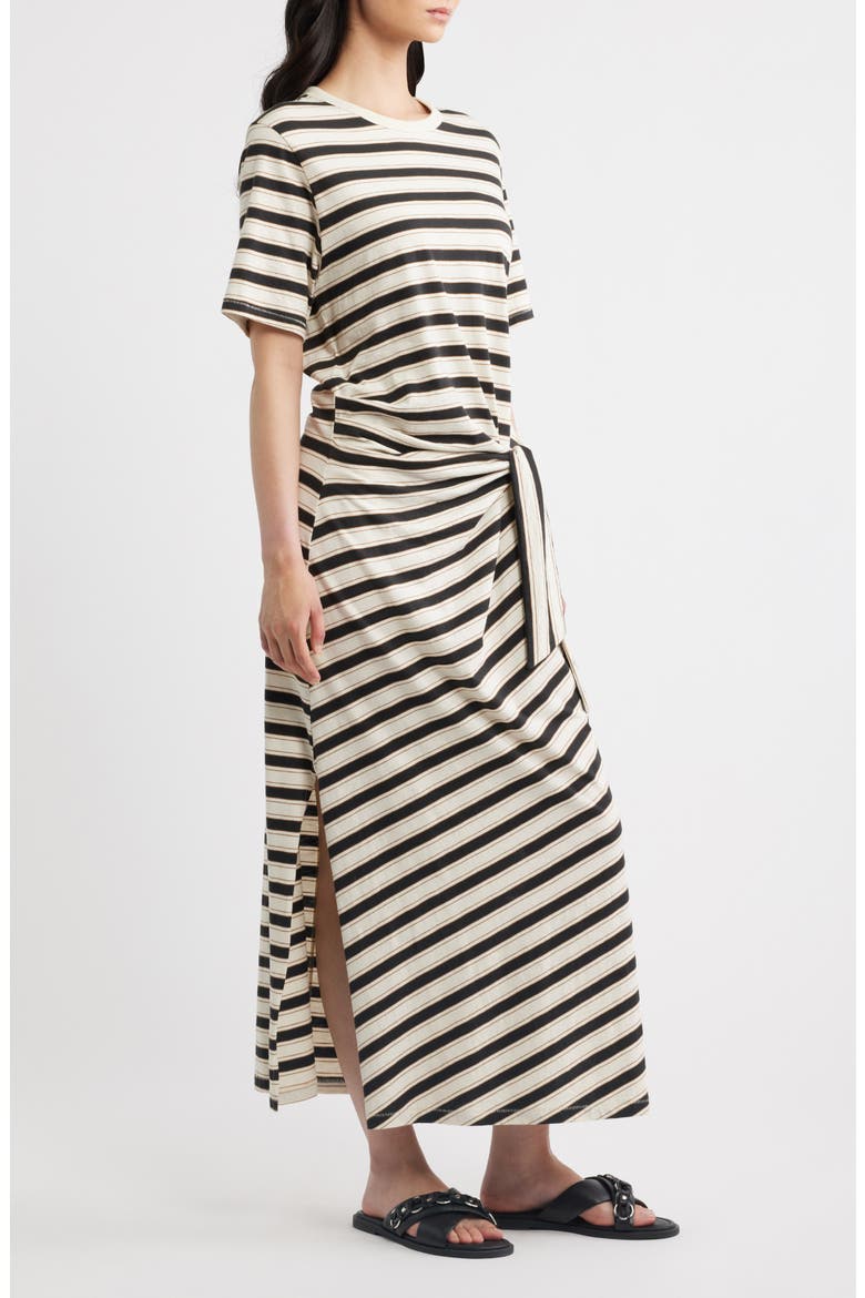 The Slub Stripe T-Shirt Maxi Dress, Alternate, color, CREAM MULTI