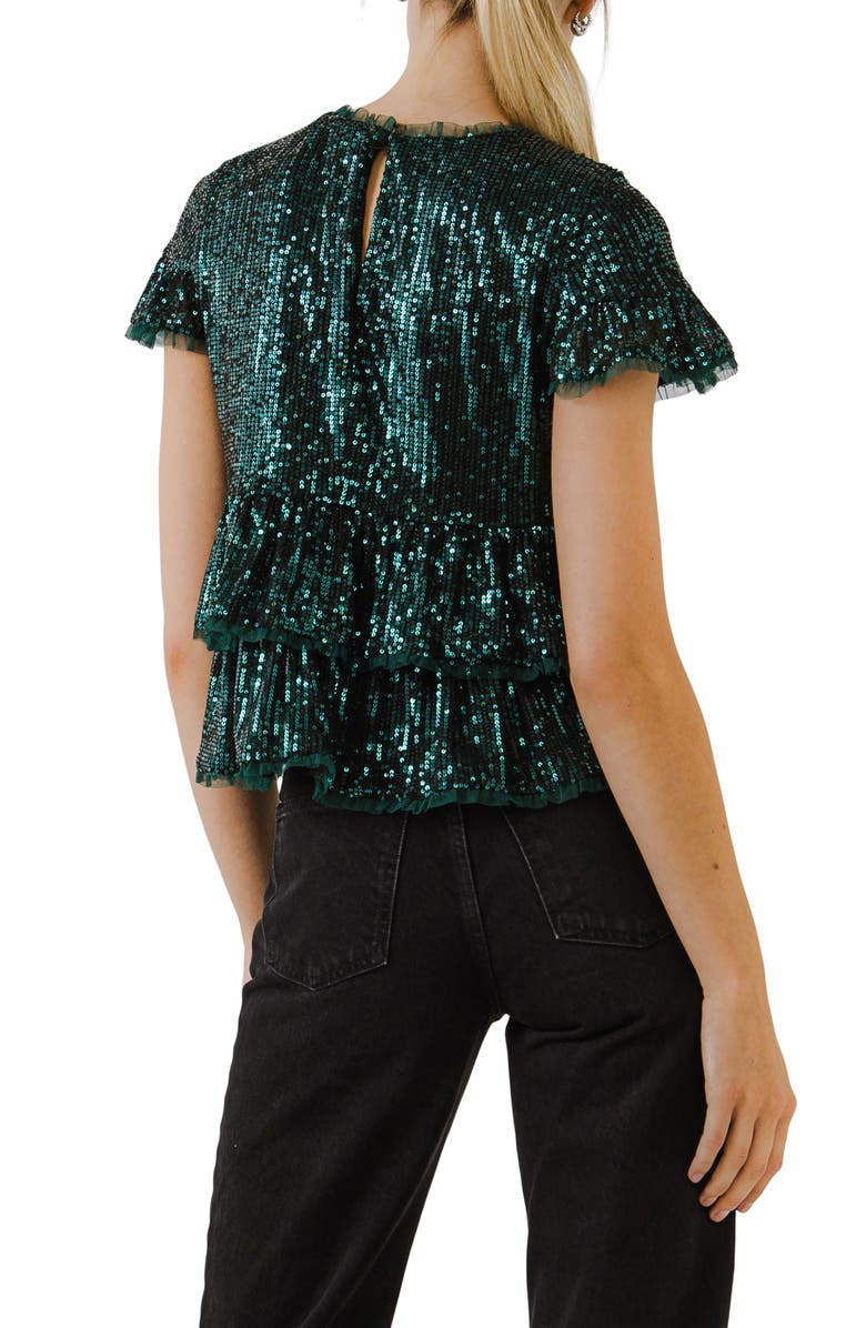 Endless Rose Sequin Babydoll Top, Alternate, color, Green