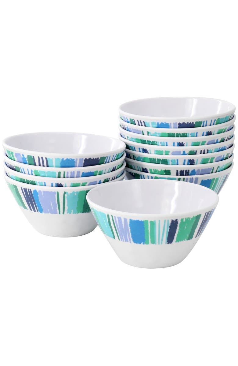 Gibson Home Tropical Sway Orleans 12 Piece 6 Inch Melamine Bowl Set, Main, color, Blue
