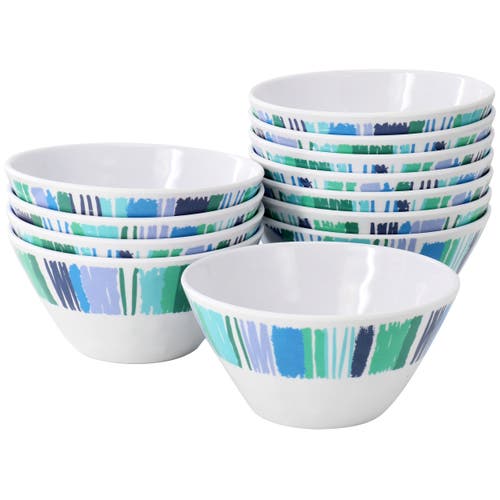 Gibson Home Tropical Sway Orleans 12 Piece 6 Inch Melamine Bowl Set In Blue