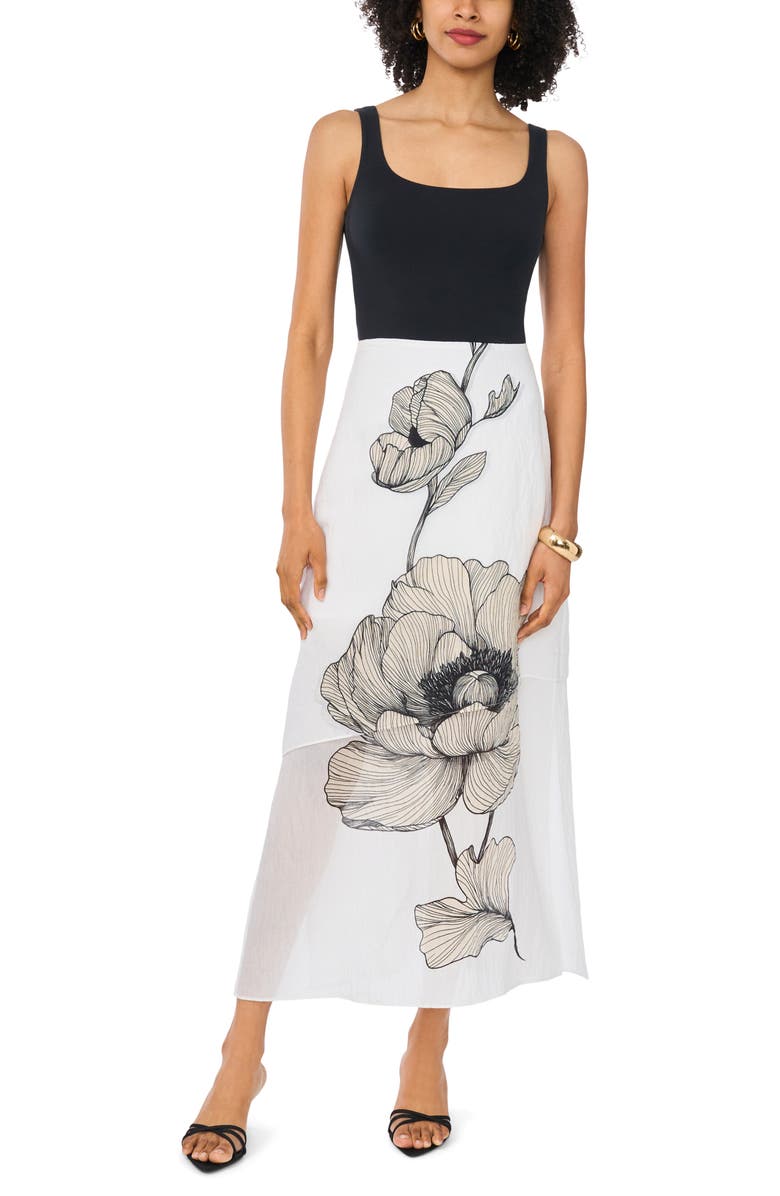 Vince Camuto Semisheer Printed Skirt, Alternate, color, Ultra White