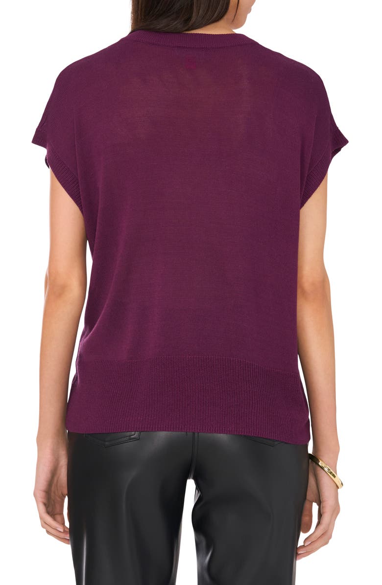 Vince Camuto Short Sleeve V-Neck Sweater, Alternate, color, Winter Bloom