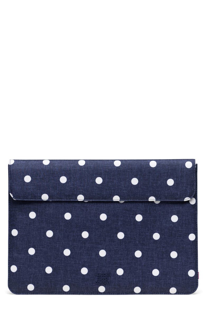 Spokane 13-Inch MacBook Canvas Sleeve, Main, color, POLKA DOT CROSSHATCH PEACOAT