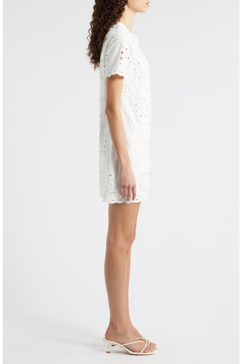 Punch Out Cotton Eyelet Shift Minidress, Alternate, color, WHITE