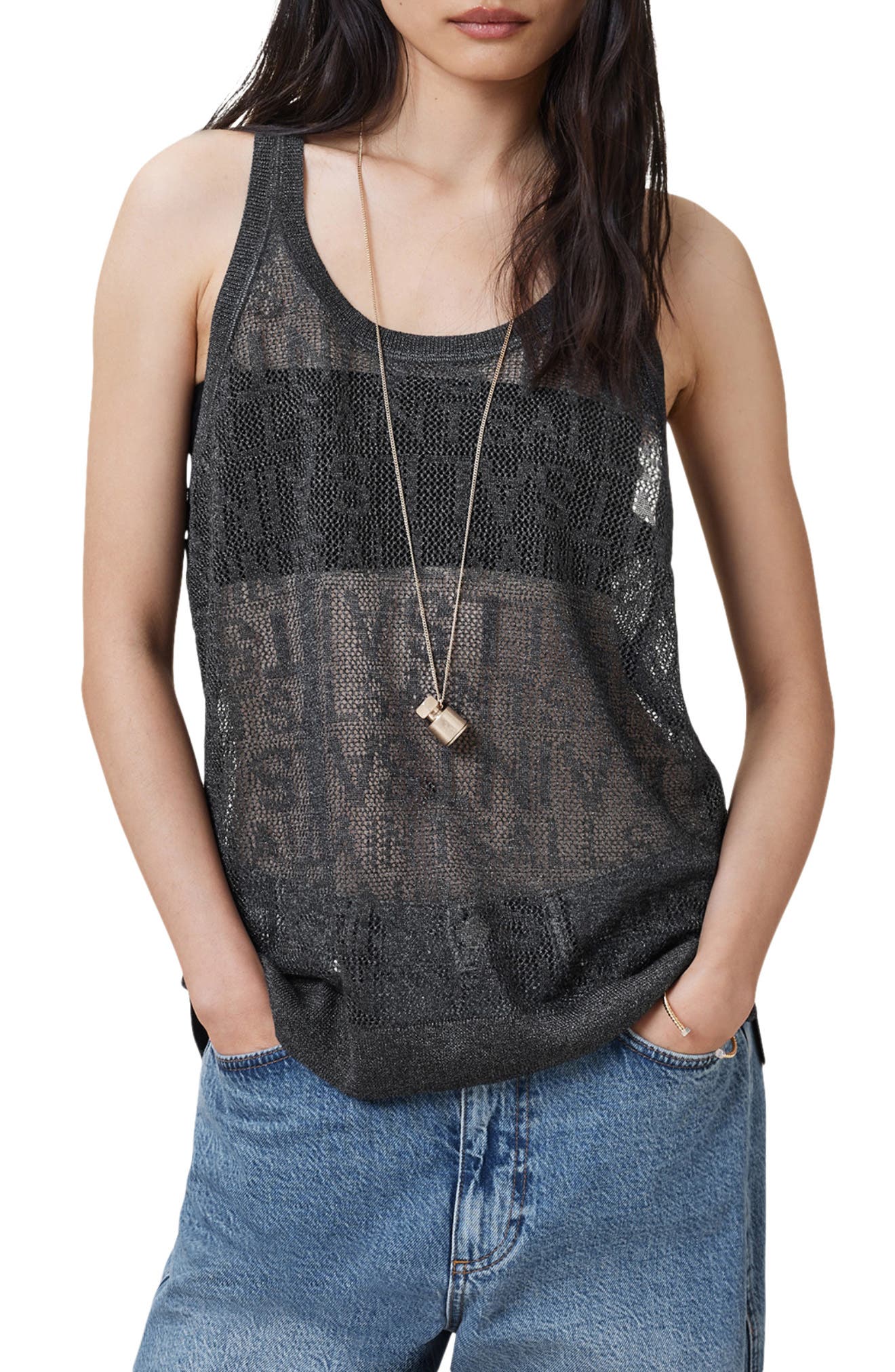 AllSaints Kaito Open Stitch Tank