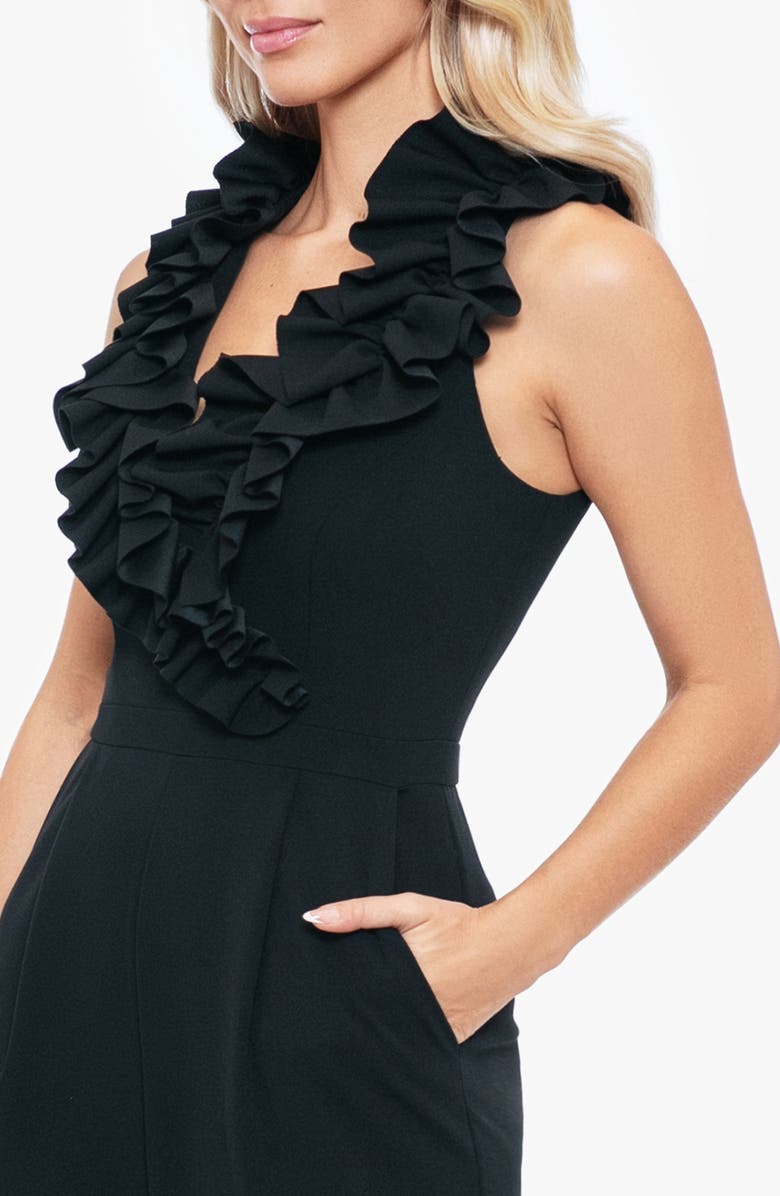Xscape Evenings Ruffle Neck Scuba Crepe Jumpsuit, Alternate, color, 