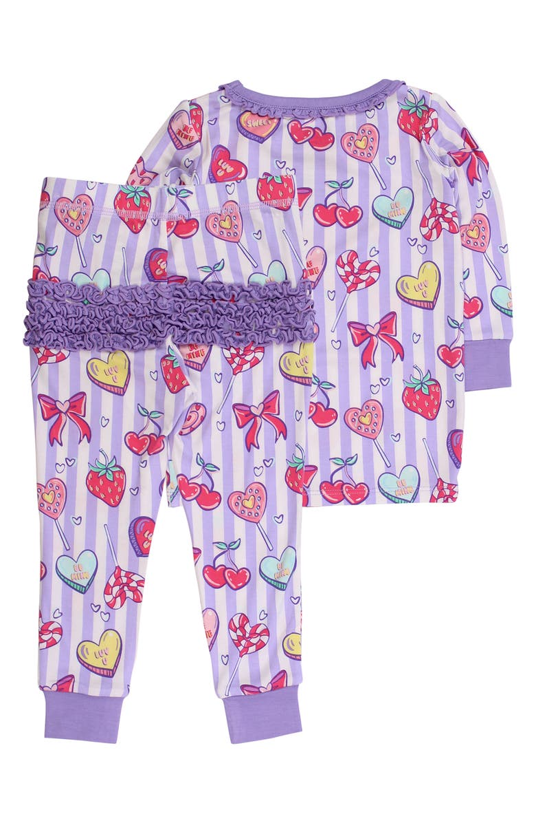 RuffleButts Kids' Lolly Print Two-Piece Pajamas, Alternate, color, Purple