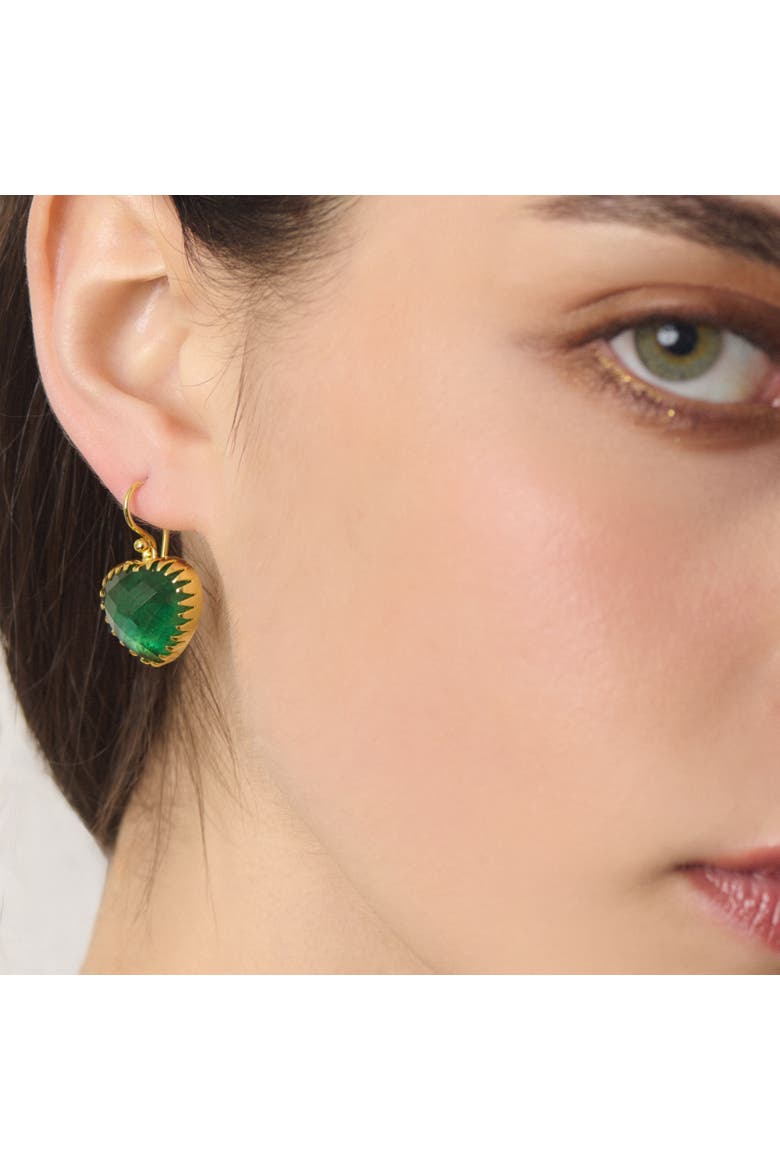 Green Labradorite Heart Drop Earrings, Alternate, color, Green Labradorite
