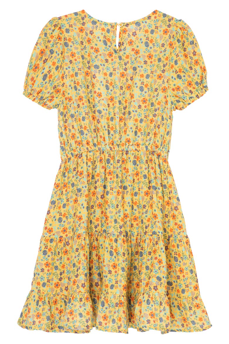 Kids' Floral Tiered Dress, Alternate, color, YELLOW PRINT