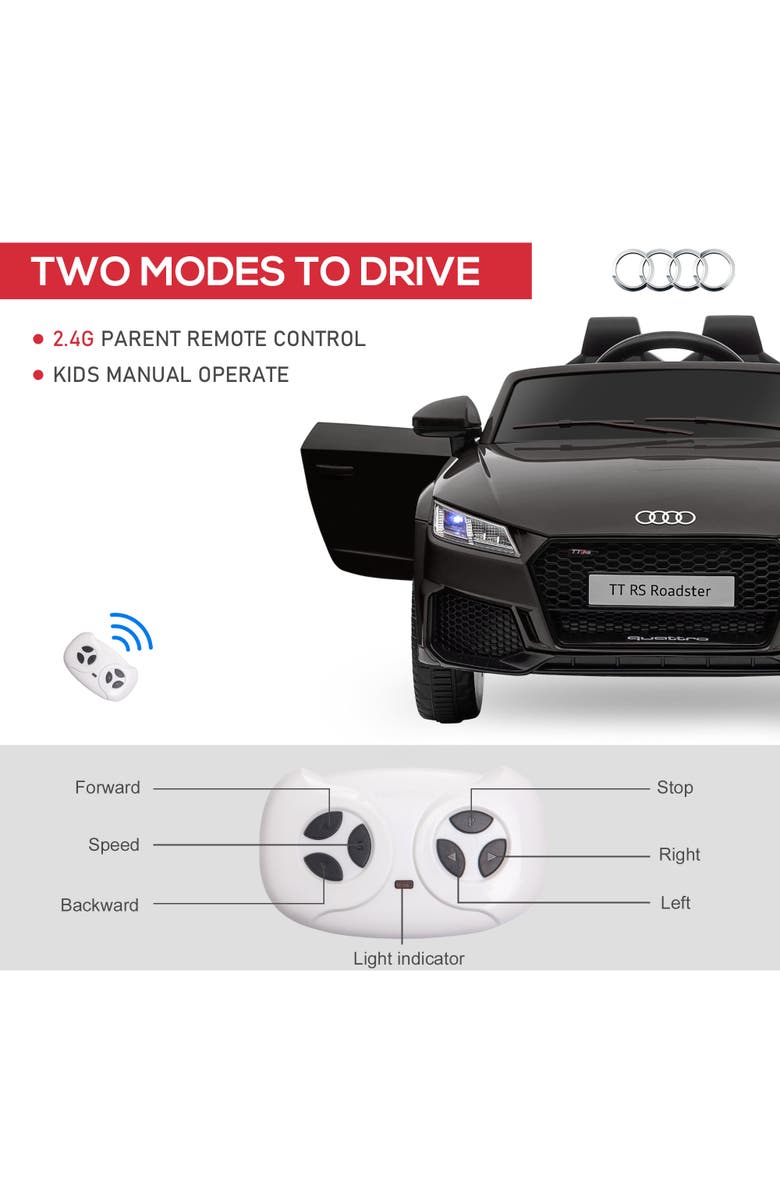 Aosom 6V Ride On Car with Licensed Audi TT RS, Remote Control, Horn, Alternate, color, Black