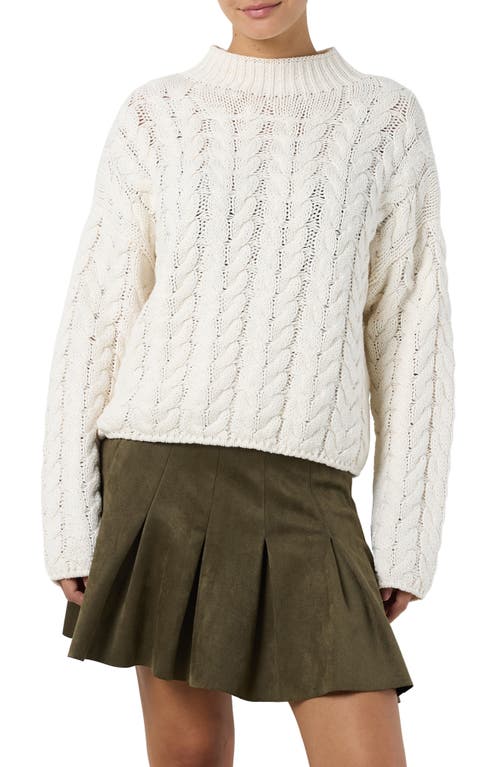 Noisy may Haysa Mock Neck Cotton Blend Cable Sweater in Eggnog 