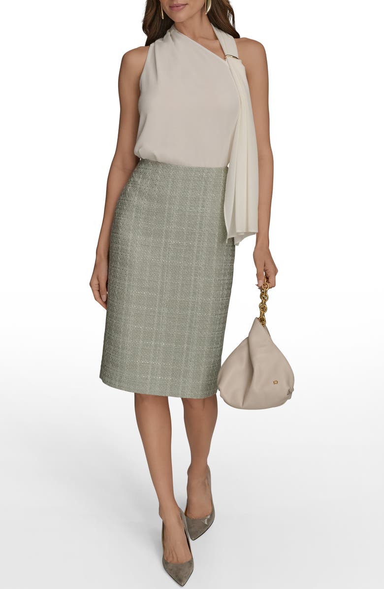 Donna Karan New York Tweed Pencil Skirt, Alternate, color, Weathered Sage