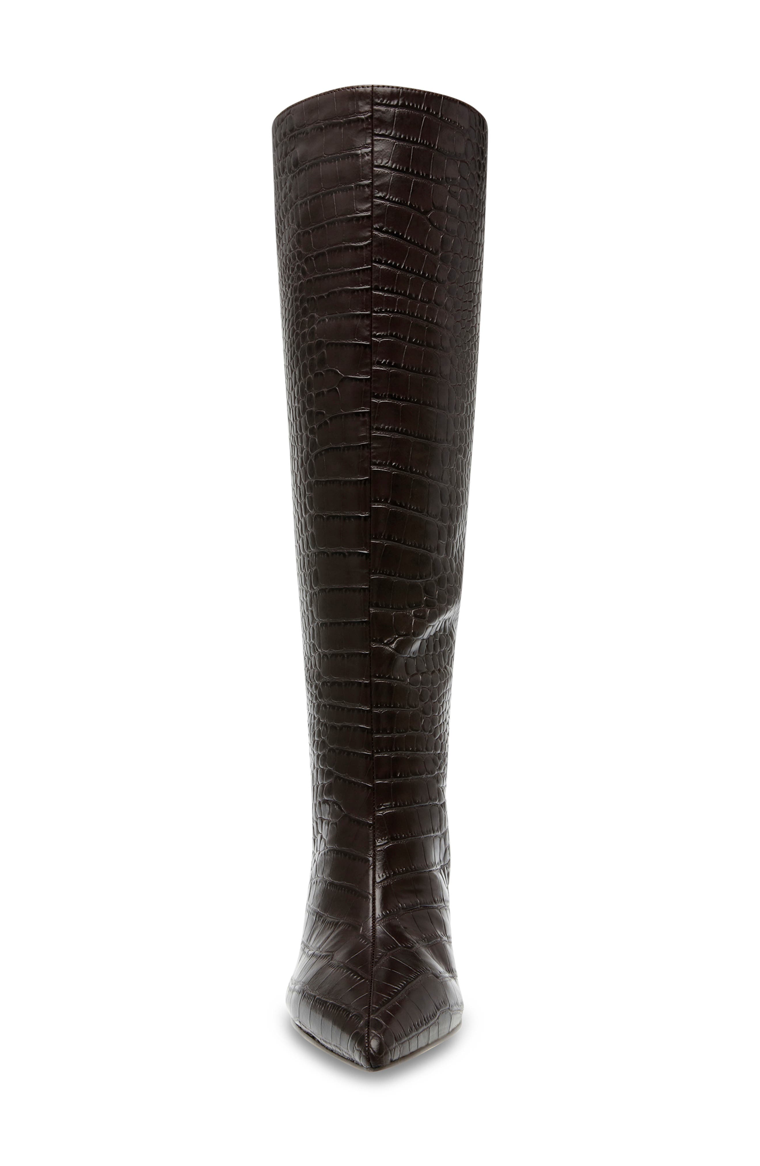 Lavan Pointed Toe Knee High Boot, Alternate, color, BRN CROC