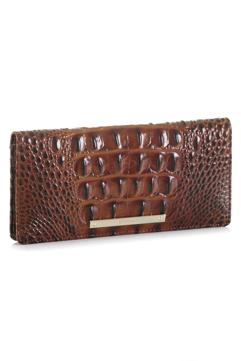'Ady' Croc Embossed Continental Wallet, Alternate, color, PECAN