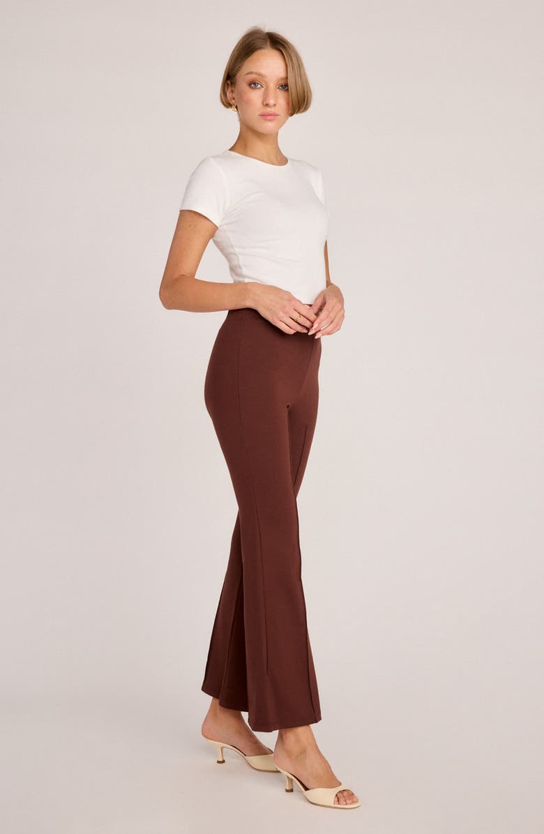 Sunday Ritual Emily Pull-On High Waist Flare Ponte Pants, Alternate, color, Chocolate