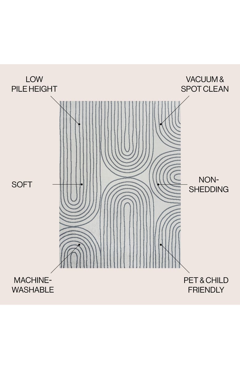 JONATHAN Y Doodle Contemporary Glam Geometric Machine-Washable Area Rug, Alternate, color, Cream/Dark Gray