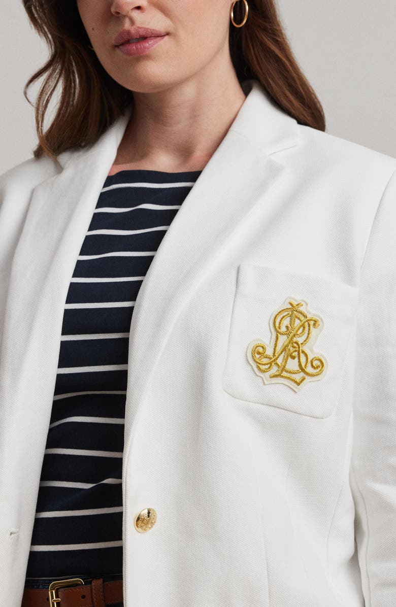 Lauren Ralph Lauren Bullion Logo Patch Blazer, Alternate, color, White