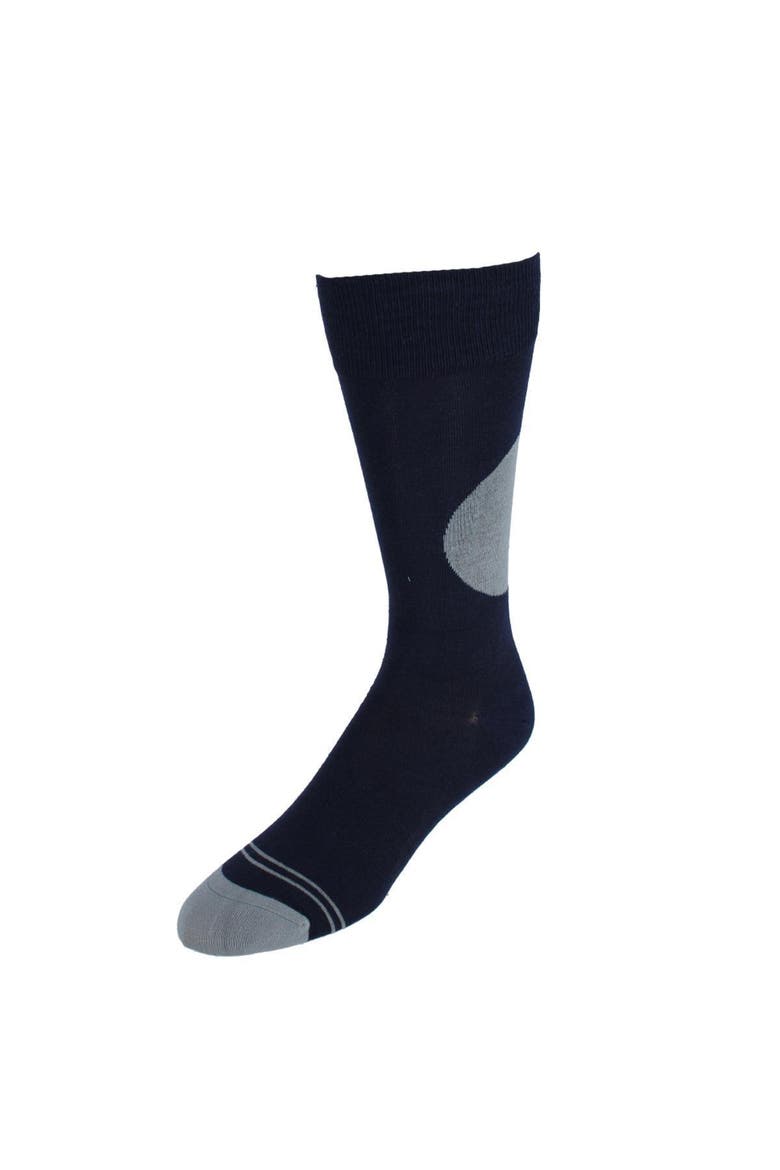 Men's Circle Patch Mid-Calf Premium Novelty Dress Socks, Main, color, Navy Blue