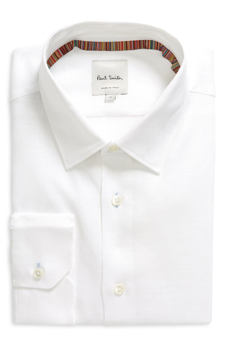 Paul Smith Tailored Fit Linen Dress Shirt, Main, color, 