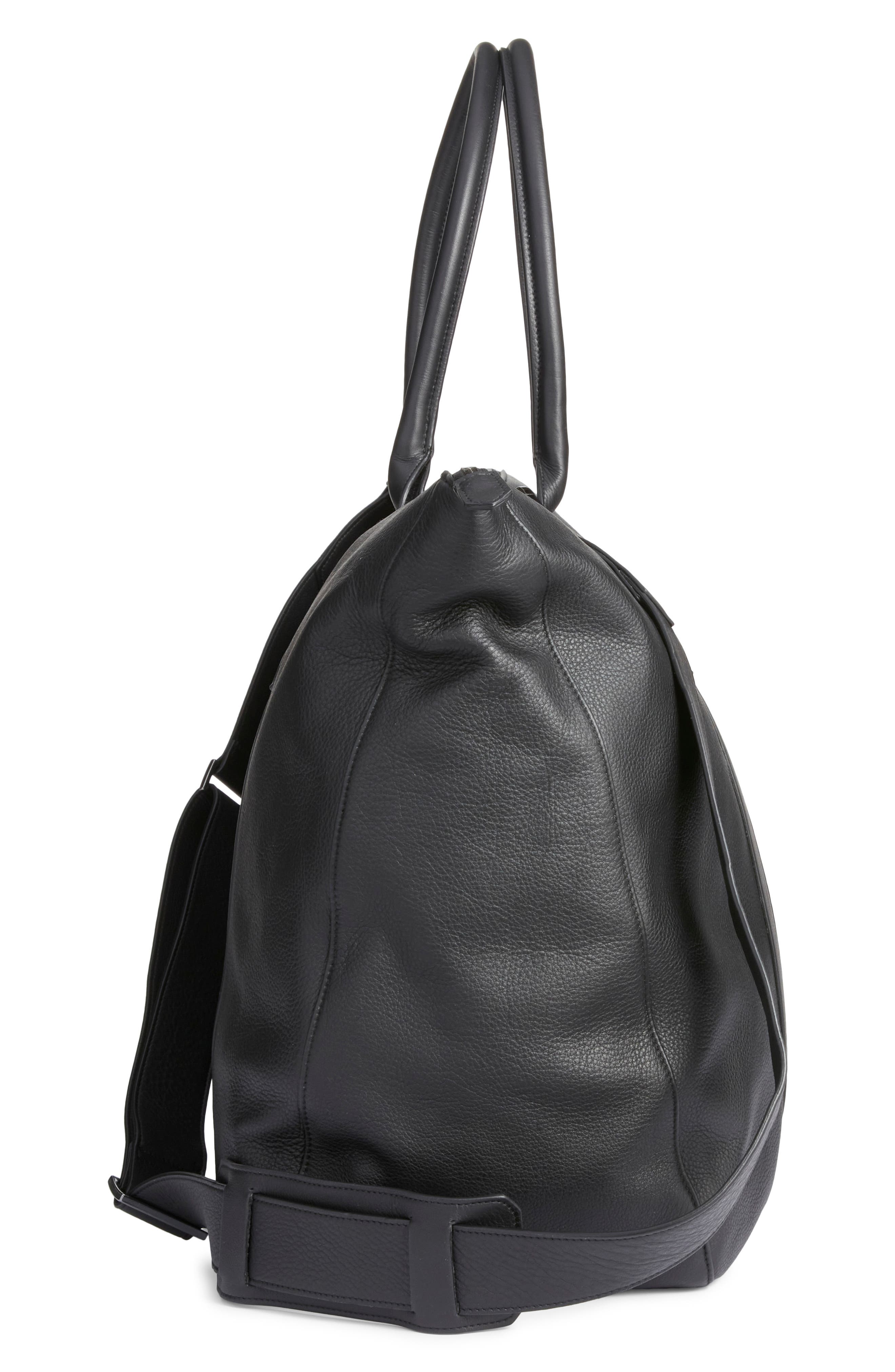 Tumbled Calfskin Weekender Bag, Alternate, color, BLACK