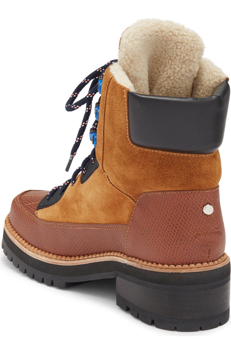 Longchamp Faux Shearling Lined Hiker Boot, Alternate, color, Cognac