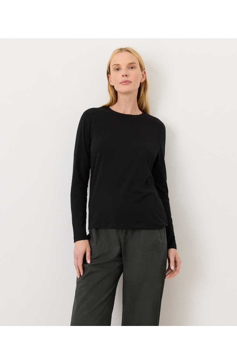 Pact Luxe Essential Crewneck Long Sleeve Tee Made With Organic Cotton, Main, color, Black