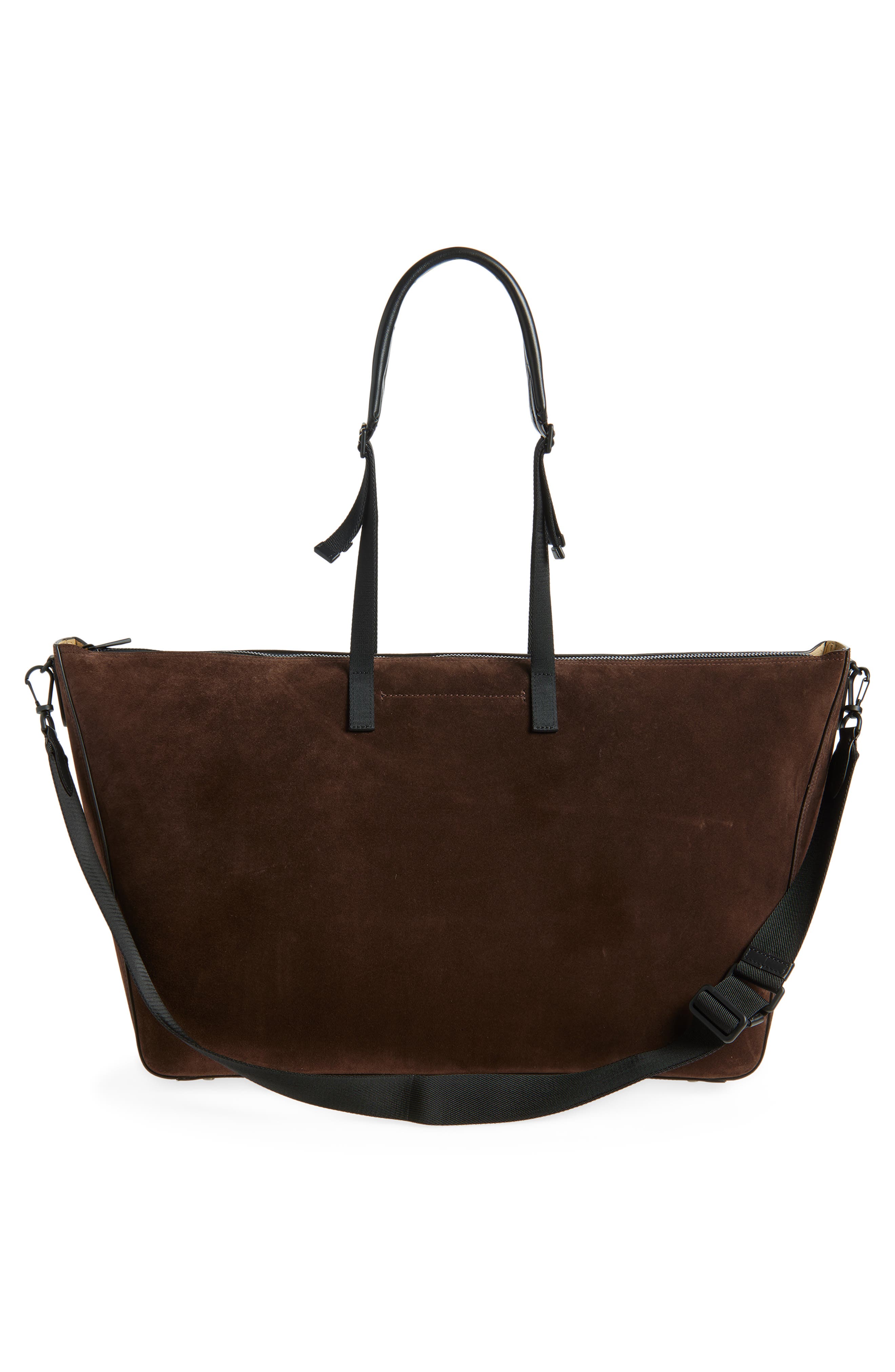 Moncler Carlo Suede Duffle Bag, Alternate, color, Chocolate