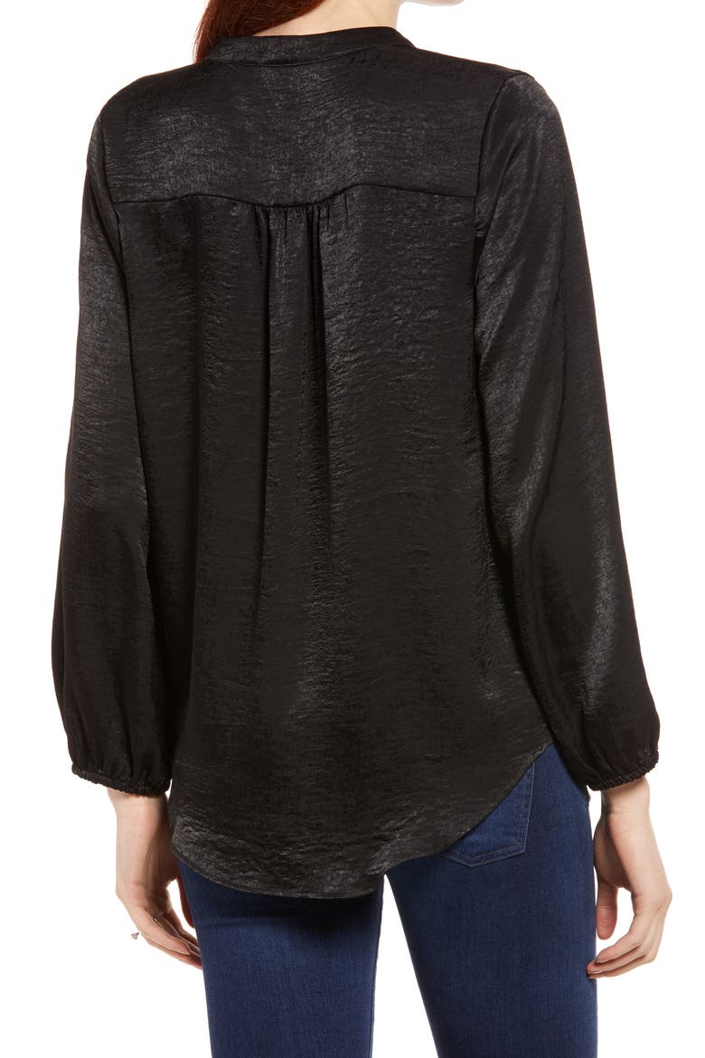 Mandarin Collar Maternity Blouse, Alternate, color, BLACK