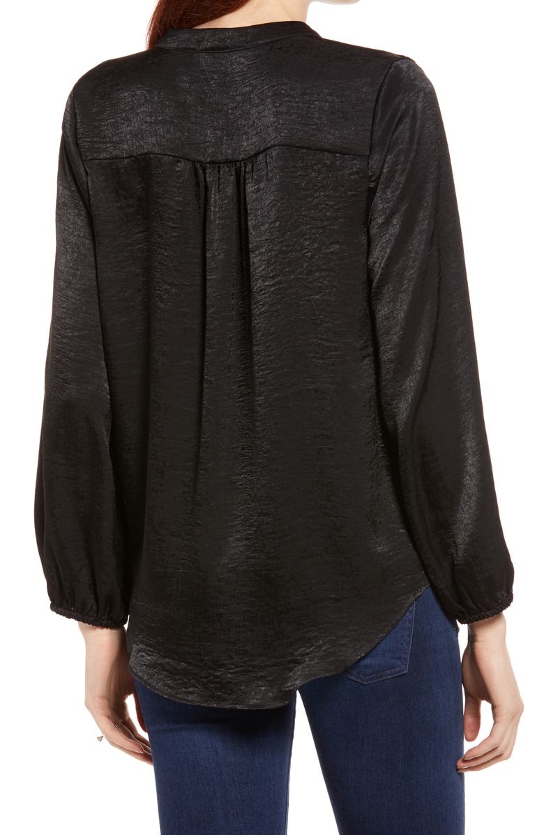 Maternal America Mandarin Collar Maternity Blouse, Alternate, color, Black