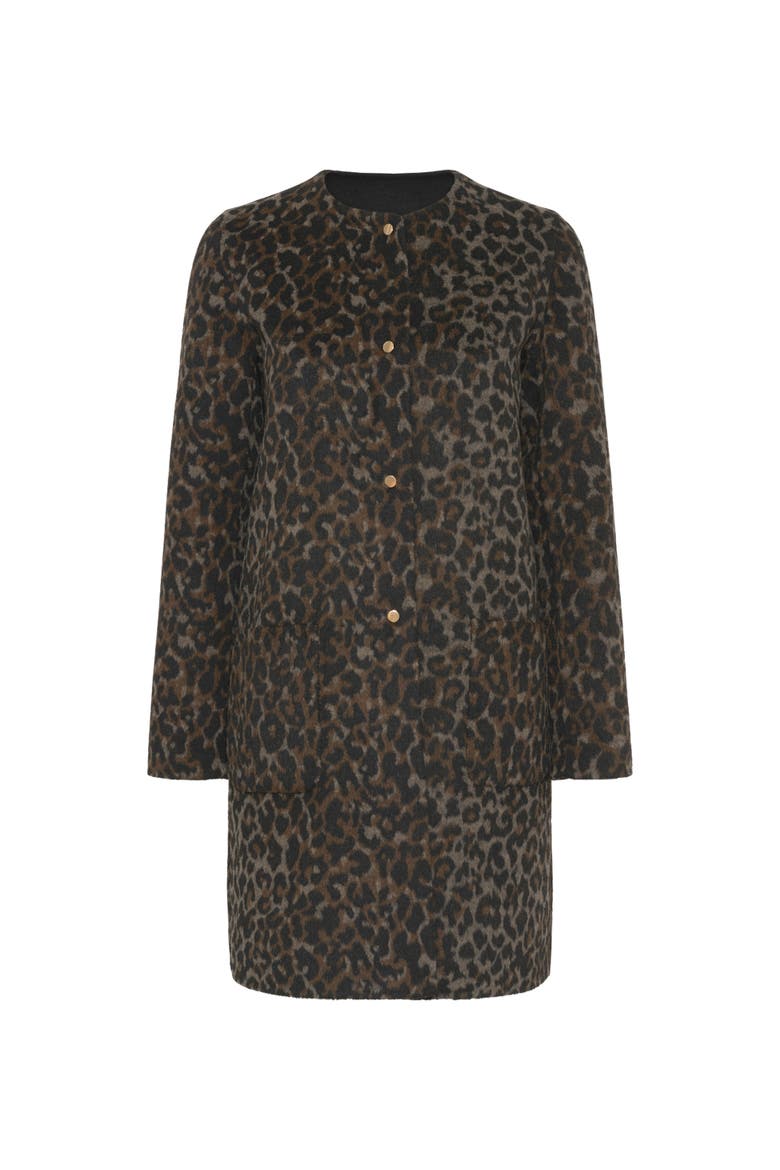 Matilda Collarless Reversible Coat, Alternate, color, Brown