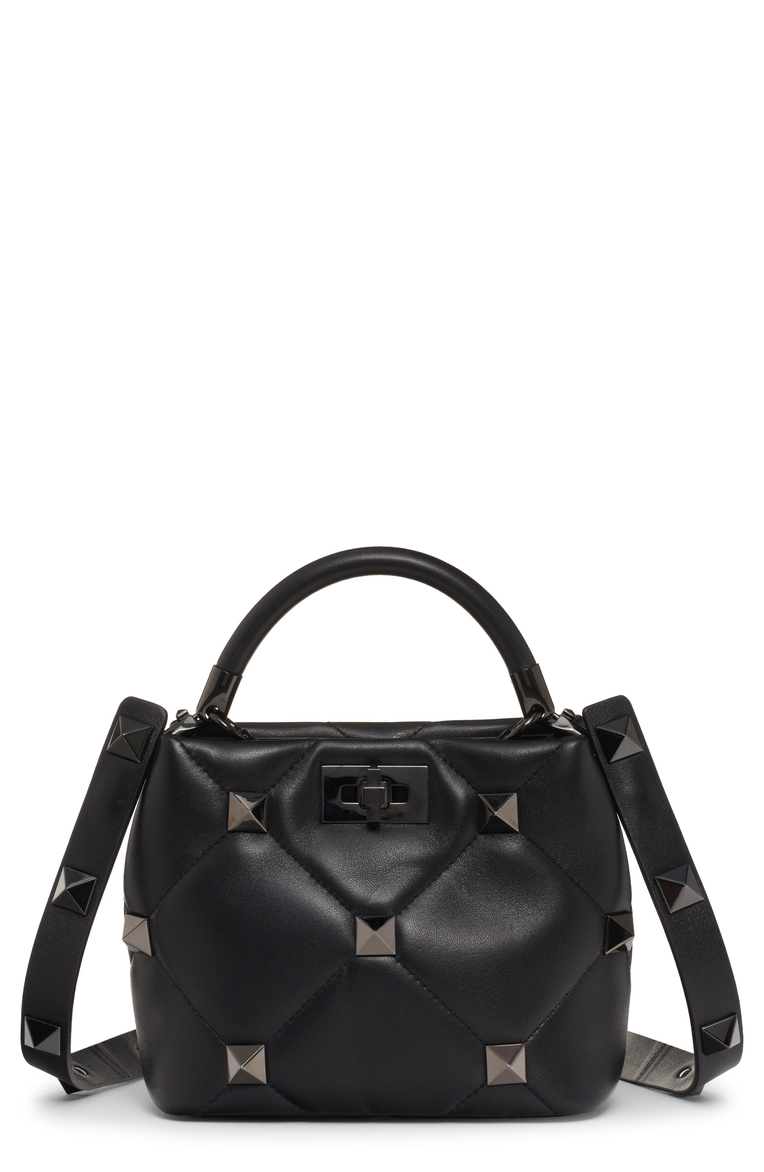 Valentino Garavani Small Roman Stud Quilted Leather Top Handle Bag, Main, color, 